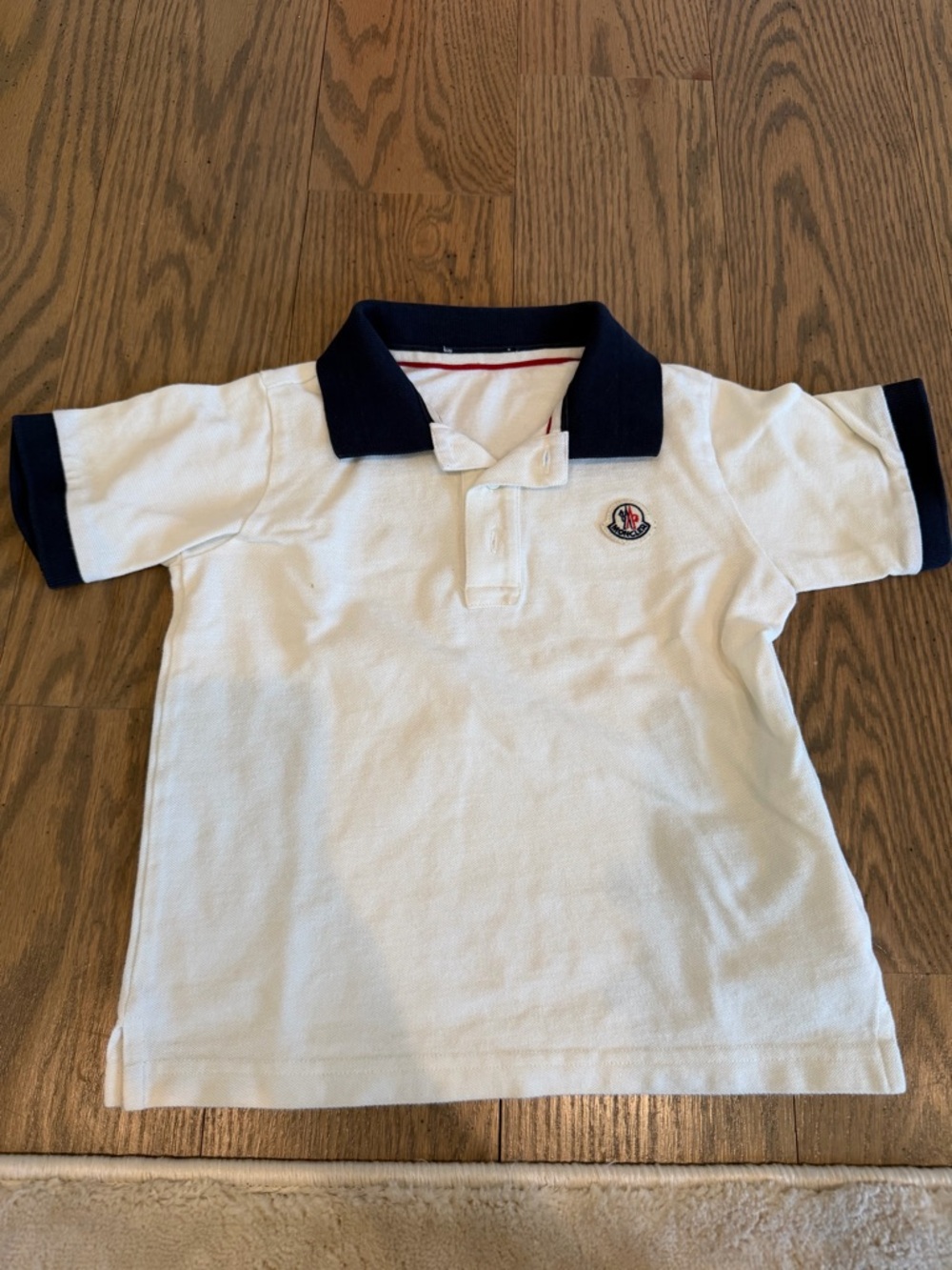 Moncler White Polo with Navy Trim - Kids